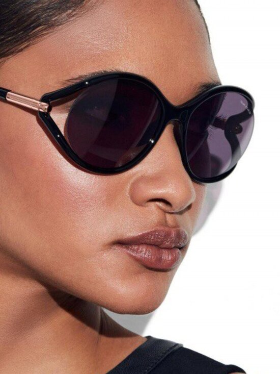 Tom Ford Melody FT1090 01A Geometric Sunglasses - Shiny Black/Smoke main image 5
